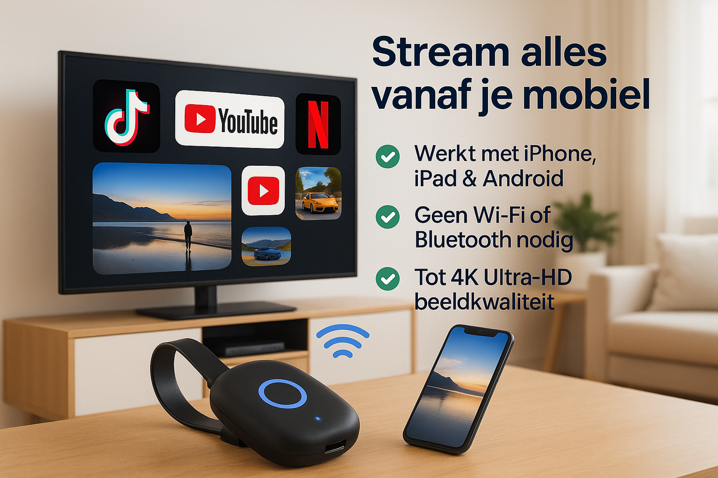 StreamLink™ | Stream alles direct op groot scherm, zonder wifi