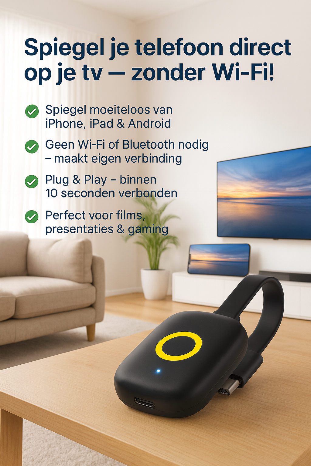 StreamLink™ | Stream alles direct op groot scherm, zonder wifi